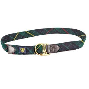 Polo Ralph Lauren Leather Trim Plaid Belt with O Rings NWT $80